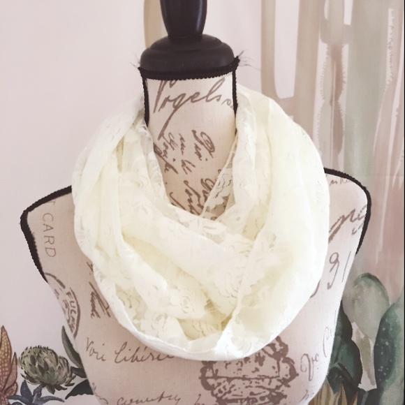 Tan's Accessories - Tan's Ivory Rose Lace Infinity Scarf  NWT